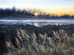 oil painting landscape estuary sunrise river